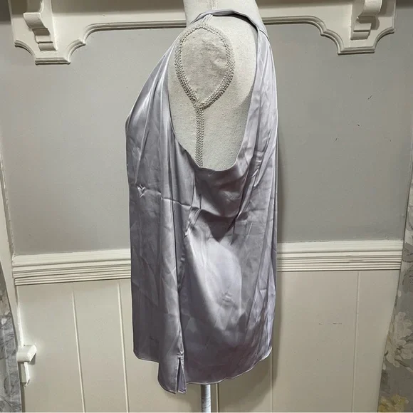 Boston Proper Nikki V-Neck Charmeuse Blouse in Silver Size 14 - Picture 3 of 8